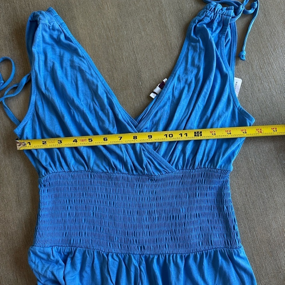 Lascana Tie-Shoulder Wide Leg Smocked Waist Casual Jumpsuit US Size 6 nwt - Picture 7 of 9